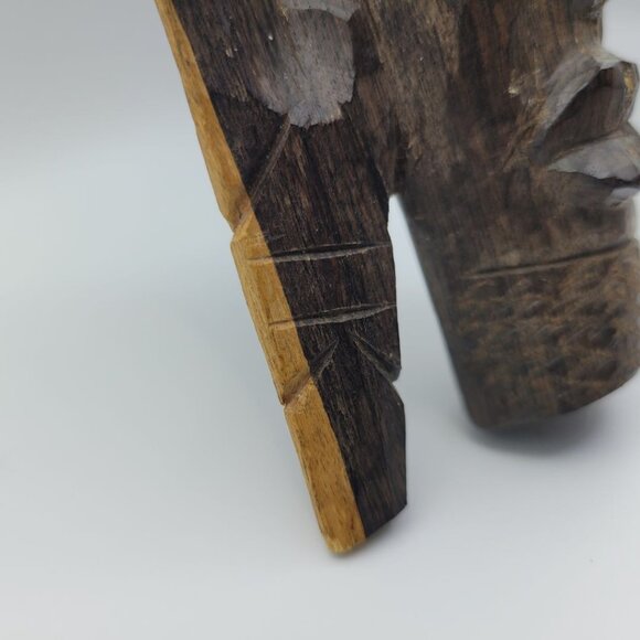 African Wood Carving Totem Handmade Faces Hanging Tribal Ethnic - Picture 9 of 12